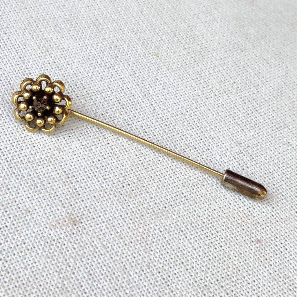 Antique Czech Glass Flower Stick Pin 15$